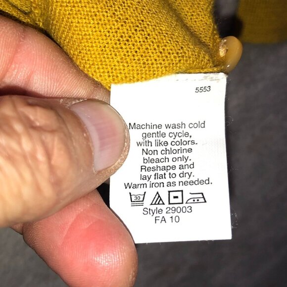 J.Crew Womens Cardigan Sweater Small Mustard Ruffled V-Neck Button Up Knit Y2K - Picture 7 of 10